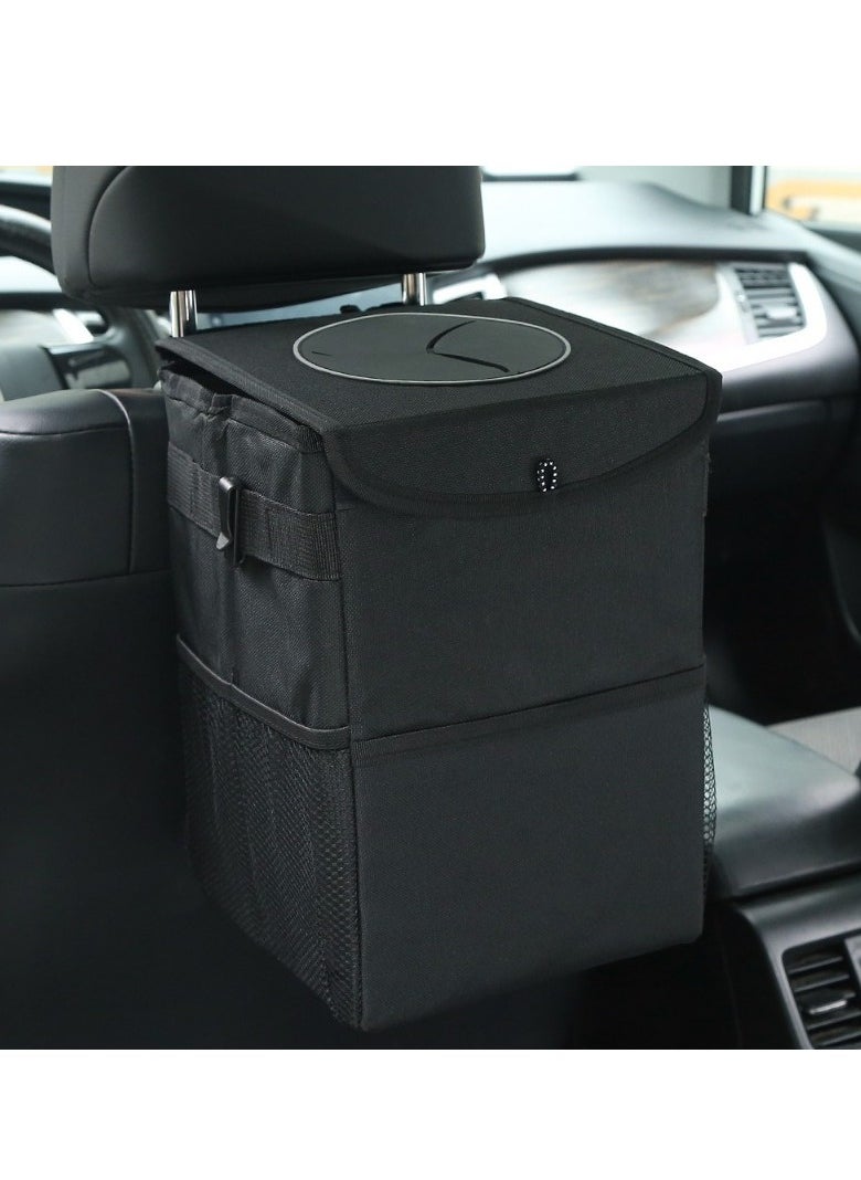 Car Trash Can with Lid,  Cars Trash Bin Container Leak-Proof Waterproof Portable Garbage Storage Bag Multifunctional Organizer Trash Can Bin