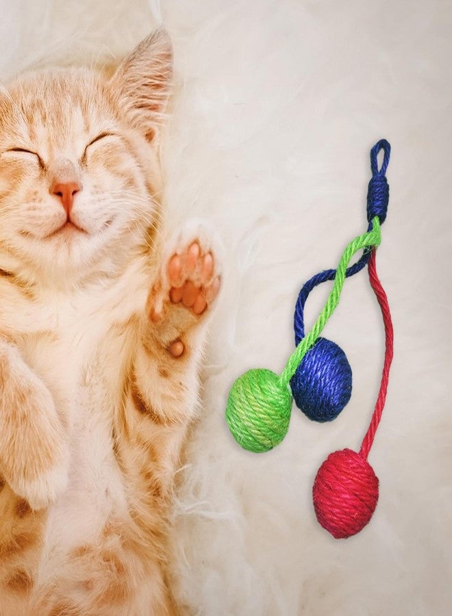 Leefasy Hanging Interactive Cat Toy Sisal Rope Ball, Eco Friendly Self Play Bite and Wear Resistant Pets Interactive Toy Cat Rope Ball for Indoors Cats - Image 3