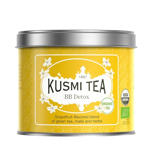 Kusmi Tea - BB Detox - Iconic Detox Tea - 100% Organic - Blend of Green Tea, Mate & Grapefruit - Organic Flavored Yerba Mate Tea - Loose Leaf - Tin Box of 3.5 oz - Quantity for about 50 cups - Image 1