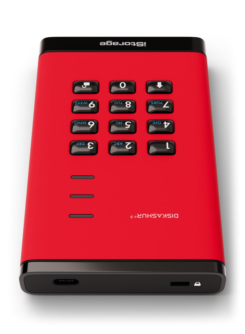 iStorage diskAshur3 HDD 2TB Red - Secure portable hard drive - Password protected - Dust & water resistant - Hardware Encryption - Image 5