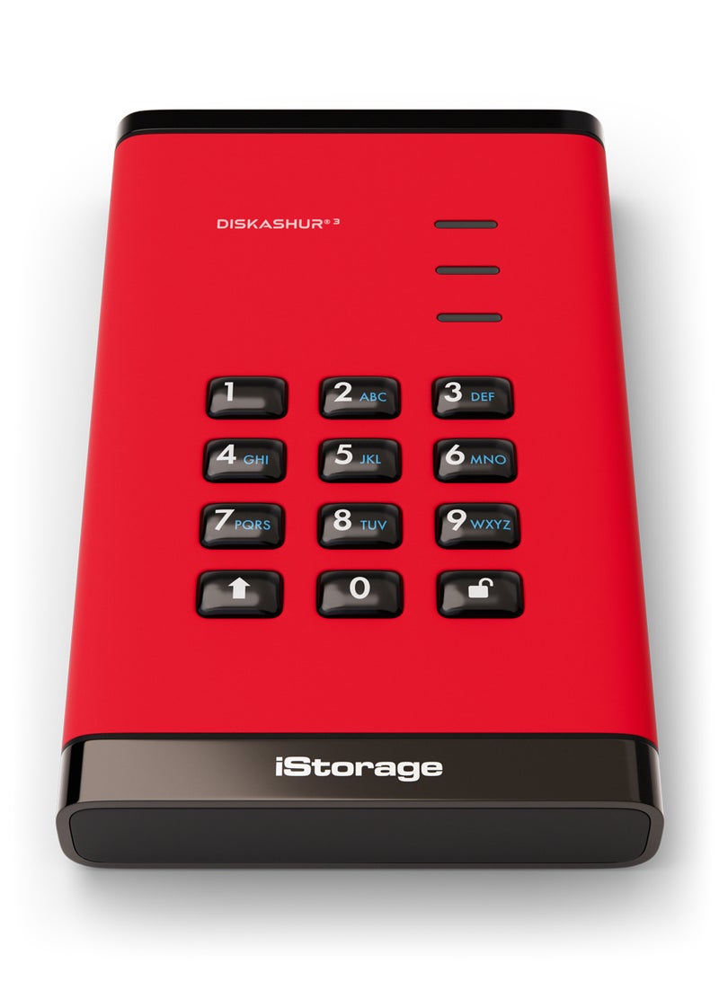 iStorage diskAshur3 HDD 2TB Red - Secure portable hard drive - Password protected - Dust & water resistant - Hardware Encryption - Image 4