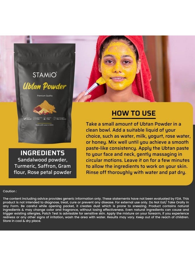 STAMIO Ubtan For Face, Skin Care, Mask, Body, Bridal, Diy 250 Gm | Pure And Natural, Chemical Free | Turmeric, Saffron, Gram Flour, Rose Petal, Sandalwood Pack Powder | Men & Women | In Pouch 8.82 Oz - Image 3