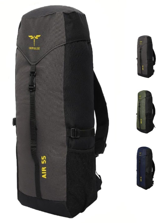 Impulse Rucksack Bags 55 Litres Travel Bag For Men Tourist Bag For Travel 3 Compartment Backpack For Hiking Trekking Bag For Men Camping Air 55 With 1 Year Warranty, Black - Image 1