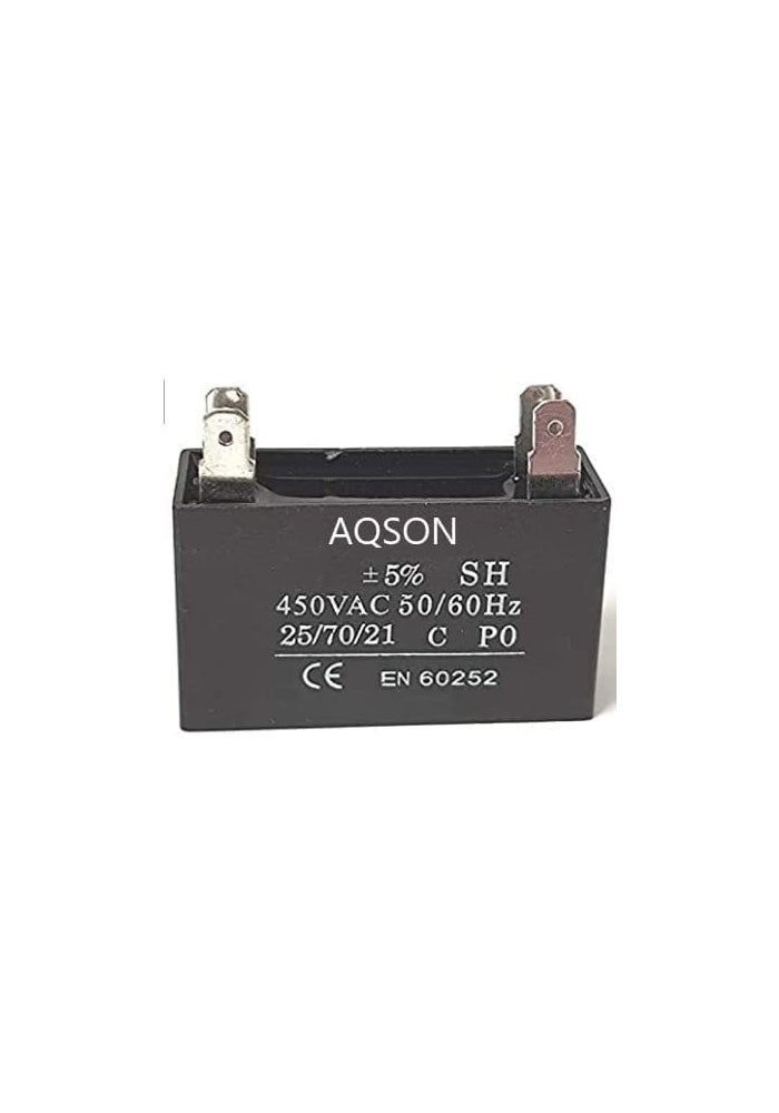 AQ AQSON AQSON Rectangle Shaped 2 Pin Fan Capacitor 450 VAC - 5MFD (5µF) - Black - Image 1