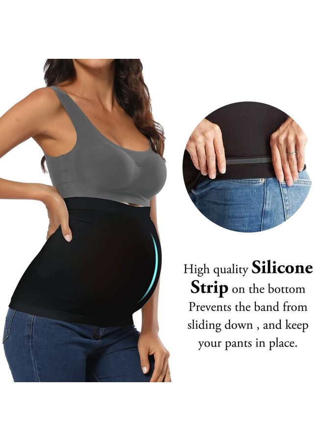 2 Pack Womens Maternity Belly Band for Pregnancy Non-slip Silicone Stretch Pregnancy Support Belly Belt Bands (Grey, White) - Image 3