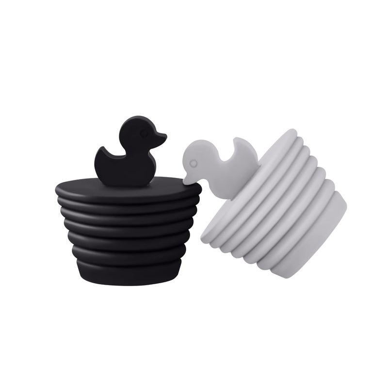 XXLDZSW TY - Universal Silicone Bathtub Stopper (2-Pack), Black & Gray, Easy Grip Duck Handle（Grey+black） - Image 1