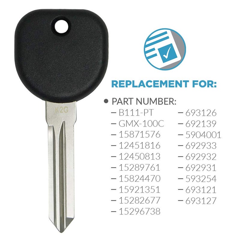 Keyless2Go Replacement for Uncut Transponder Ignition Car Key Circle Plus B111 (2 Pack) - Image 3