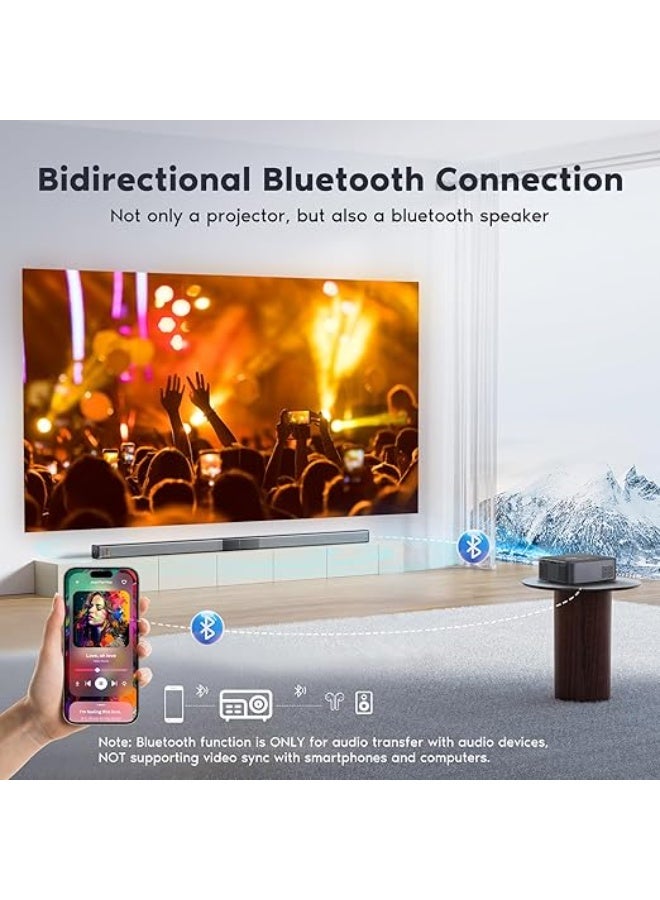 Native 1080P Projector with WiFi and Bluetooth, 4K Support, Zoom Function – Outdoor Movie Projector for Phone, Laptop, TV Stick, DVD, USB, HDMI - Image 2