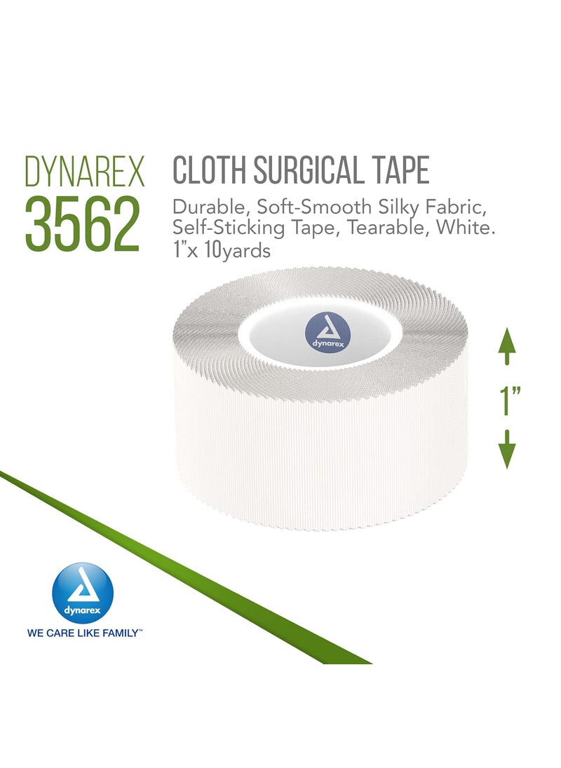 Dynarex Dynarex Cloth Surgical Tape Durable SoftSmooth Silky Fabric LatexFree SelfSticking Tape Tearable Secure Adhesion White 1 x 10 yds 1 Box of 12 Rolls of Tape  - Image 2