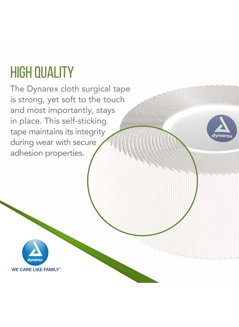 Dynarex Dynarex Cloth Surgical Tape Durable SoftSmooth Silky Fabric LatexFree SelfSticking Tape Tearable Secure Adhesion White 1 x 10 yds 1 Box of 12 Rolls of Tape  - Image 3