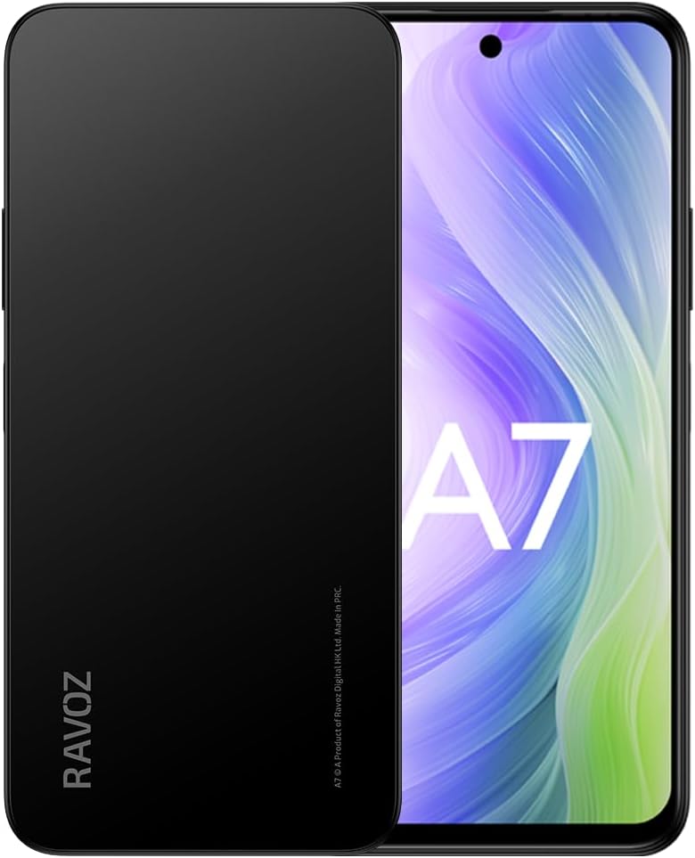 RAVOZ A7 Non Camera and Non GPS 12GB RAM (4GB + 8GB Expandable) 128GB ROM, 6.67"HD+ Display, Dual Sim, 5000 mAh Battery, 4G, NFC, Android 16 -Cosmic Black - Image 1