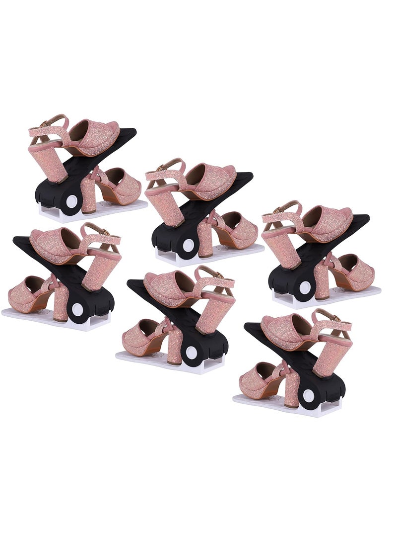 Three Secondz Three Secondz Plastic Shoe Organiser Shoe Rack Adjustable Shoe Slot for Closet Organizer Pack of 6 Multicolor  - Image 1