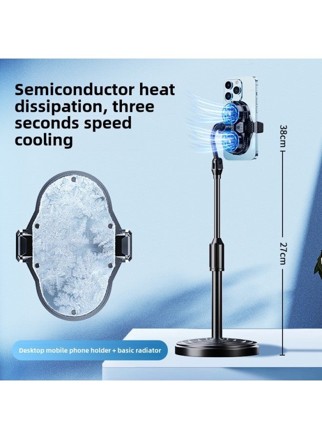 Live Broadcast Dedicated] Mobile Phone Radiator Cooling Artifact Semiconductor Refrigeration Ultra-quiet Ice-sealed Back Clip Integrated Bracket-Color:[special Model For Anchors] Dual-core Overclocking Cooling❄+desktop Stand  - Image 1