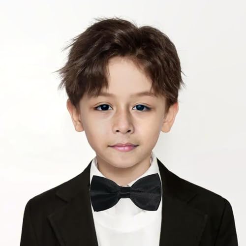 RR DESIGN Essential Satin Bow tie for Boys (Black) 5-10 years - Image 4