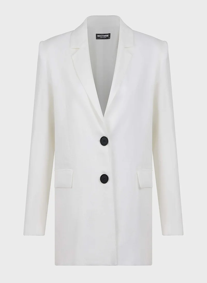 Nocturne Linen Button Detail Coat