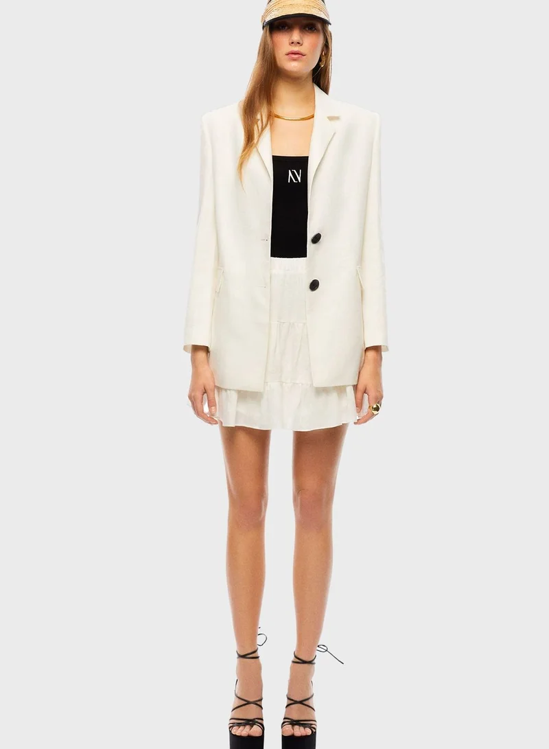 Nocturne Linen Button Detail Coat