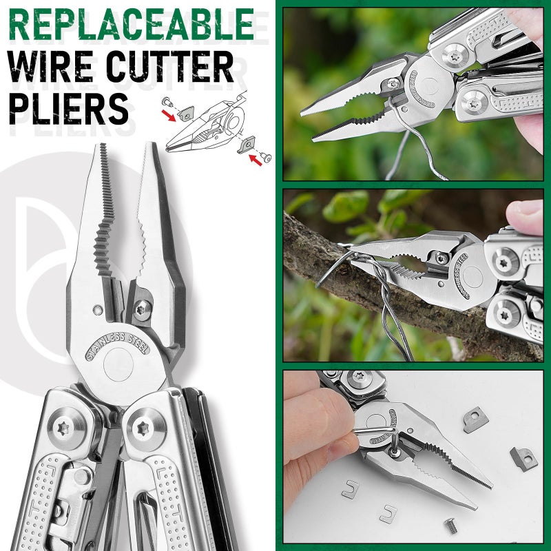 BIBURY Multitool Pliers Pro BI2049, 3Cr13 Multi Tool with Large Saw Blade, YG10 Tungsten Wire Cutters, EDC Multi Tool w/Scissors and Screwdirver Set for Outdoor Hunting Survival Camping, Gift for Men - Image 4
