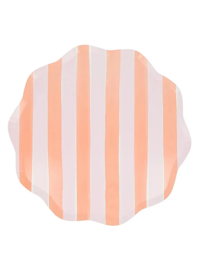 Meri Meri  Pastel Stripe Dinner Plates - Pack of 8, 450gsm Paper Plates with 4 Colorways and Wavy Edges, Pastel Party Tableware for Garden Parties, Picnics, Baby Showers & Celebrations  | Best Price UAE