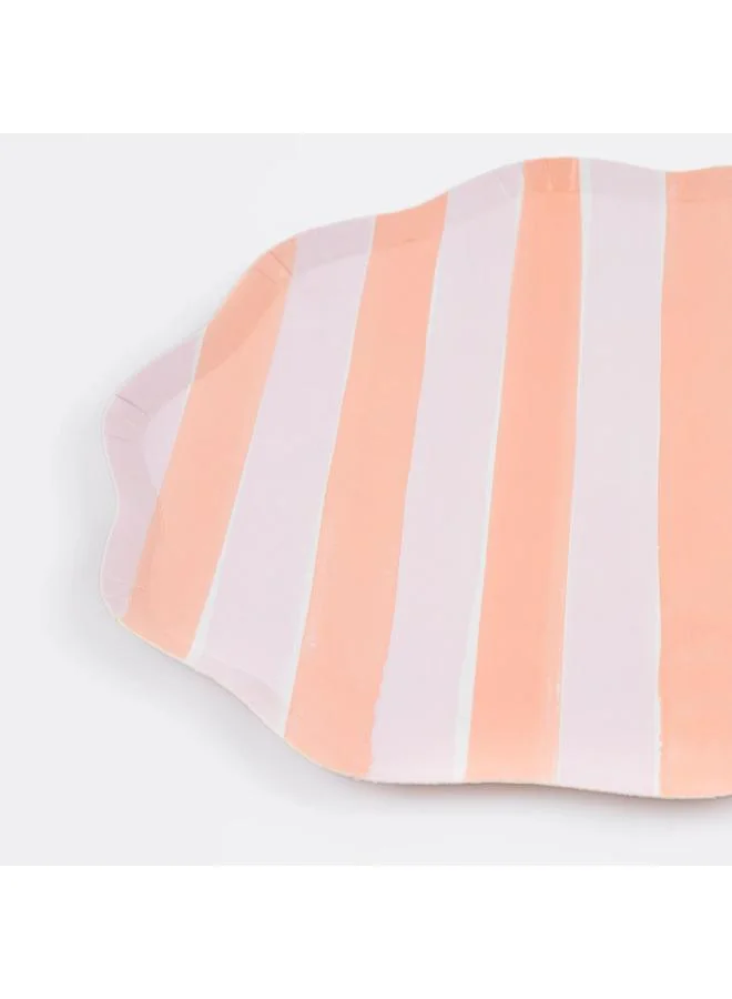 Meri Meri  Pastel Stripe Dinner Plates - Pack of 8, 450gsm Paper Plates with 4 Colorways and Wavy Edges, Pastel Party Tableware for Garden Parties, Picnics, Baby Showers & Celebrations  | Best Price UAE
