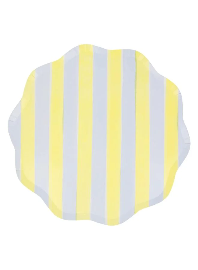 Meri Meri  Pastel Stripe Dinner Plates - Pack of 8, 450gsm Paper Plates with 4 Colorways and Wavy Edges, Pastel Party Tableware for Garden Parties, Picnics, Baby Showers & Celebrations  | Best Price UAE