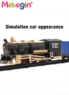 MEBEGIN Electric Model Train Set for Kids, Engine Cargo Car with Long Track, Classic Train Set with Sound Battery-Powered Toy Gift for Kids Boys Girls Age 3+,Blue  - Image 4