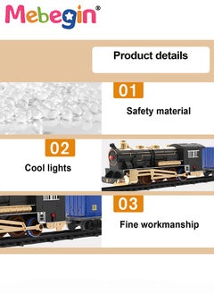 MEBEGIN Electric Model Train Set for Kids, Engine Cargo Car with Long Track, Classic Train Set with Sound Battery-Powered Toy Gift for Kids Boys Girls Age 3+,Blue  - Image 5