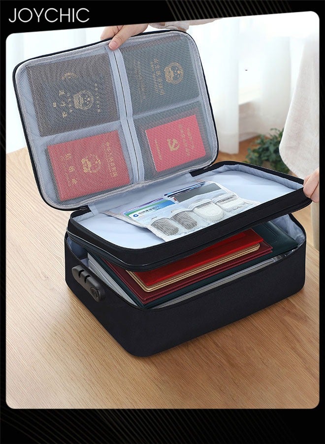 Multi-layer Large Capacity Family Document Storage Bag Contracts Passport Certificates Holder Organizer Home Office Travel Security Bag with Lock