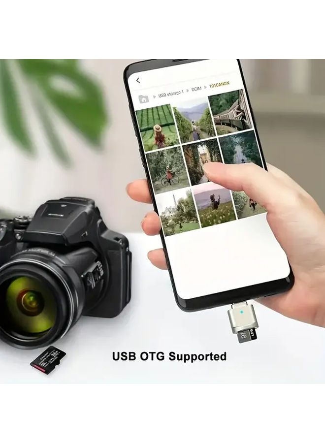 قارئ بطاقة الذاكرة Silvery OTG للآيفون والآيباد والكمبيوتر، محول التخزين الخارجي - Image 3