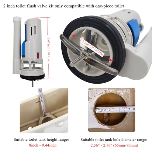 VALLVATER 2-inch Toilet Flush Valves Assembly Compatible with Water Ridge One Piece Toilets Fits for TOTO THU338N Dual Flush Drain Valve Repair Part Replacement - Image 2