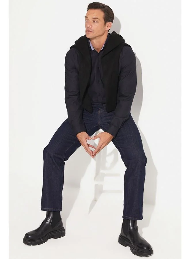 جون June Men Regular Fit 100% Cotton Oxford Shirt Navy