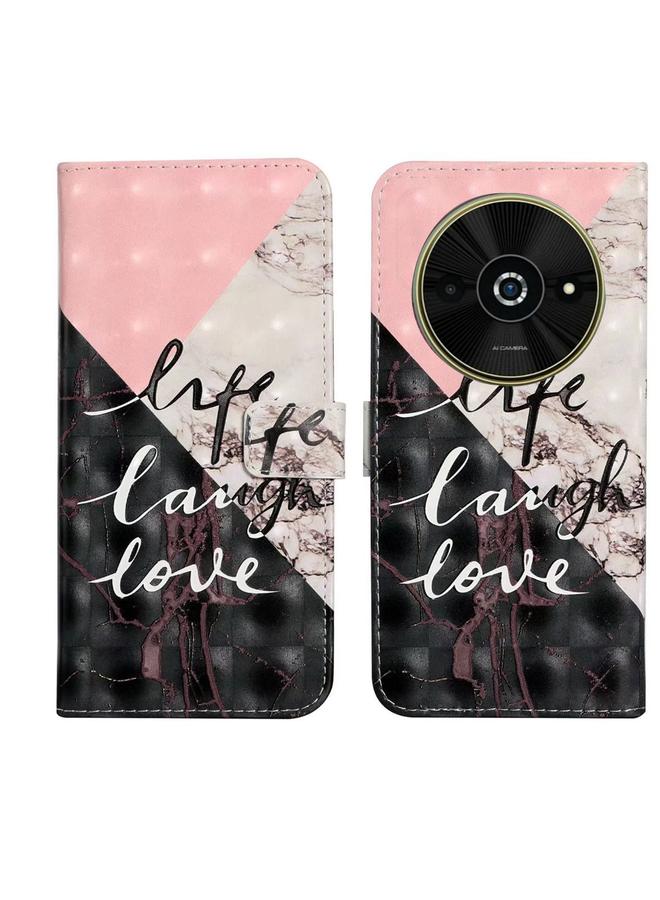 إيروريكس جراب هاتف جلدي منقوش بالزيت ثلاثي الأبعاد لهاتف Xiaomi Poco C61 (تطريز رخامي)