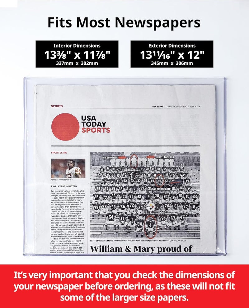 LEEFLIT Newspaper Toploader Holder - 7mm Thick Hard Plastic Top Loaders, 13 x 11, 5 Count - Image 2