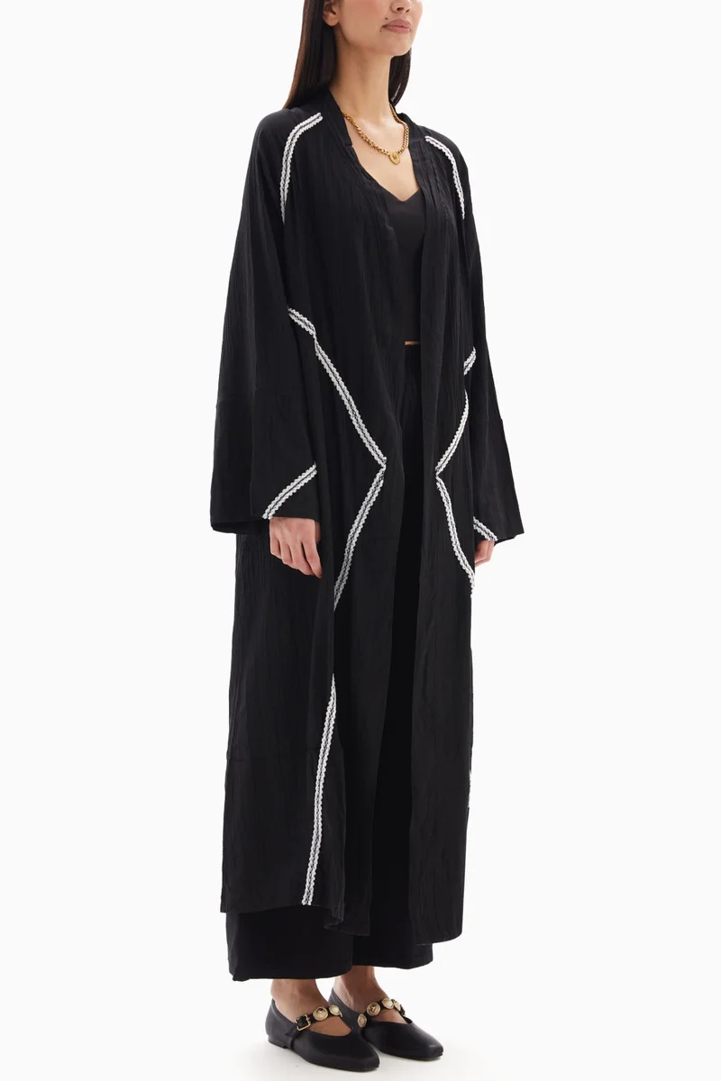 Wecre8 Black X Embroidered Abaya By WECRE8