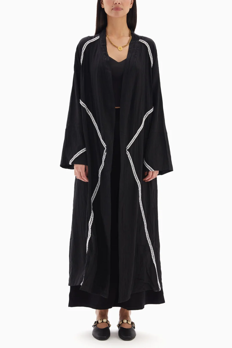 Wecre8 Black X Embroidered Abaya By WECRE8