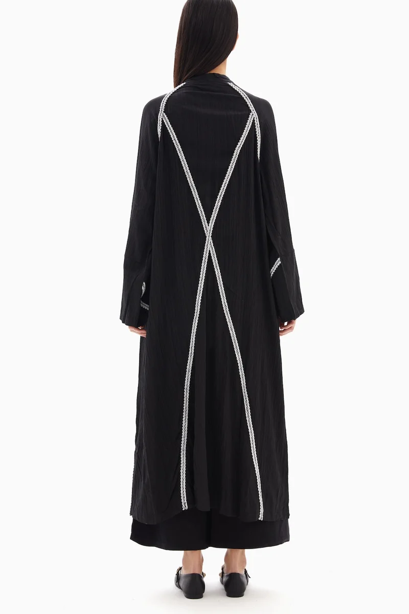 Wecre8 Black X Embroidered Abaya By WECRE8