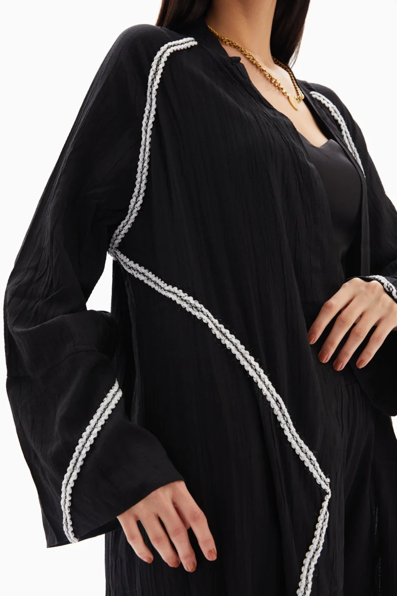 Wecre8 Black X Embroidered Abaya By WECRE8