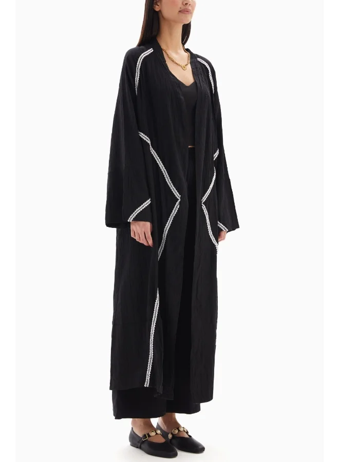 Wecre8 Black X Embroidered Abaya