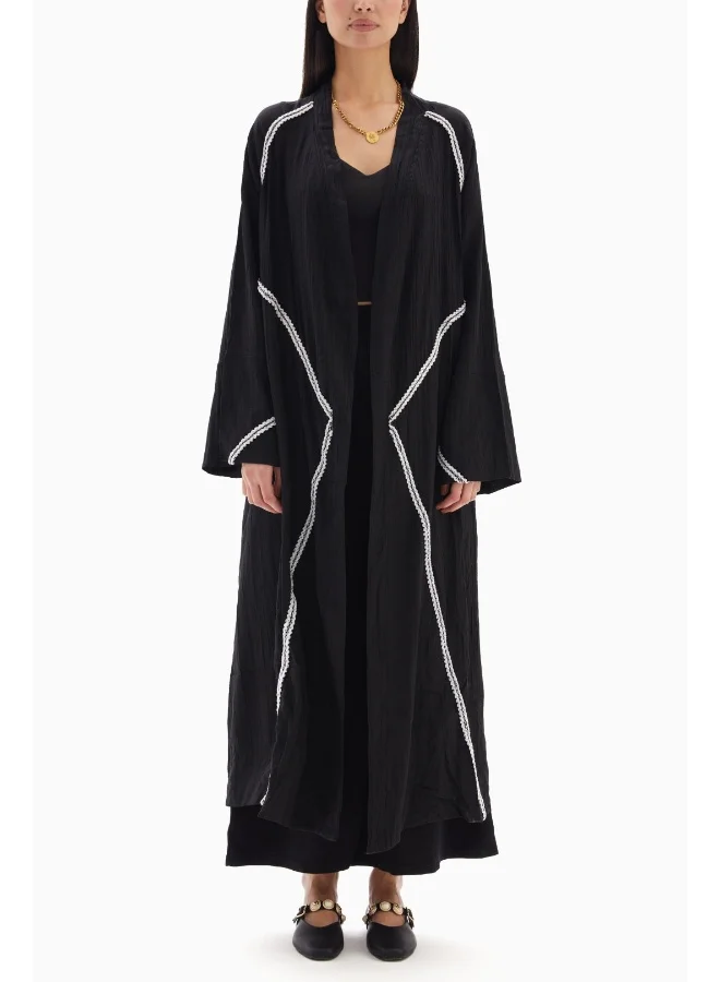 Wecre8 Black X Embroidered Abaya