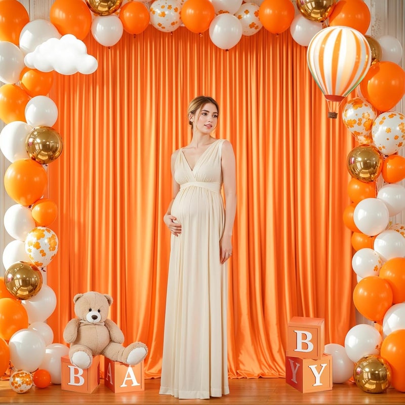 PARTISKY 40x10FT Orange Backdrop Curtains for Wedding Parties, Wrinkle Free Polyester Photography Backdrop Drapes for Wedding Baby Shower Birthday Parties Stage Background Stand Decorations 4x10ft,10 Panels - Image 3