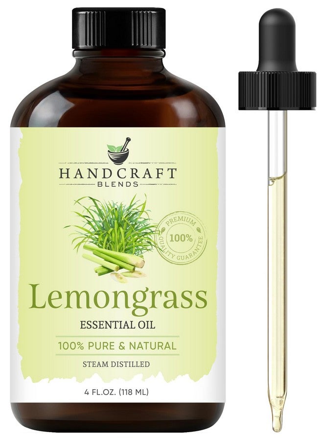 handcraft Blends Lemongrass Essential Oil Huge 4 Fl Oz 100% Pure And Natural Premium Grade With Glass Dropper - Image 1