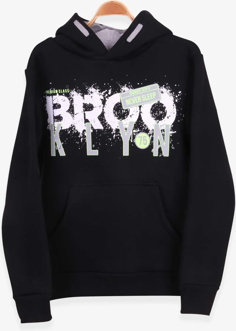بريز Boy's Text Printed Sweatshirt Age 9-16, Black