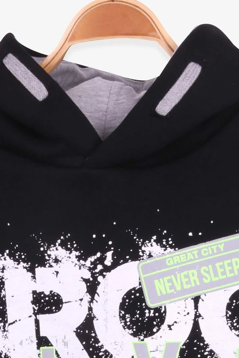 بريز Boy's Text Printed Sweatshirt Age 9-16, Black