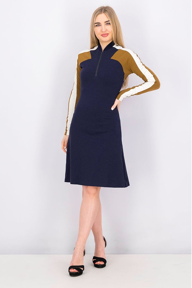 LACOSTE Women Colorblock Sweater Dress, Navy Combo - Image 4
