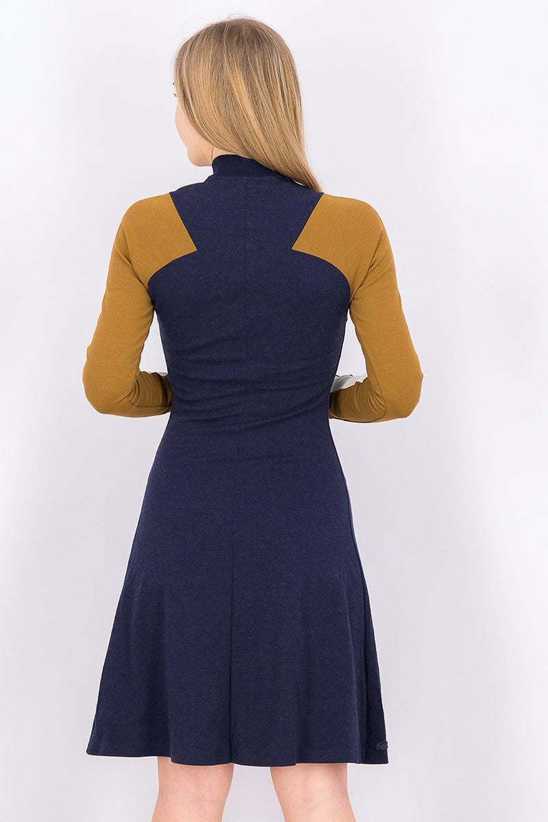 LACOSTE Women Colorblock Sweater Dress, Navy Combo - Image 2