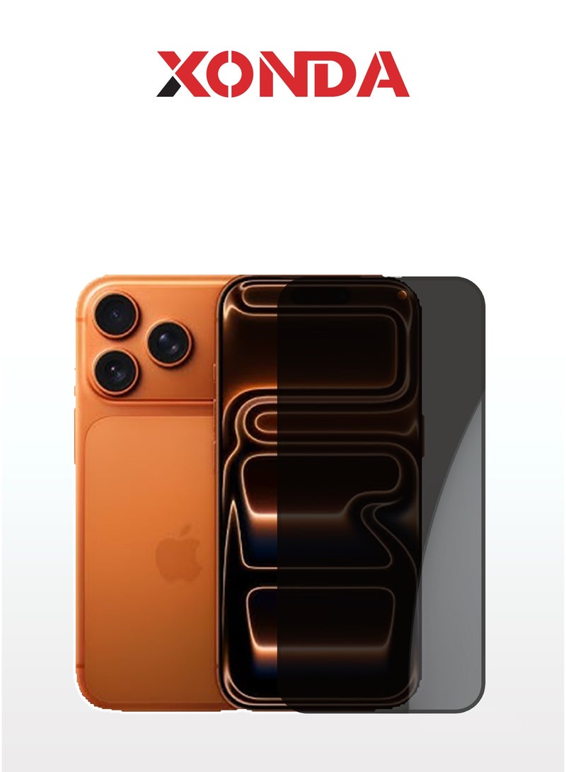 زوندا واقي شاشة خصوصية مطفي ايفون 17 برو ماكس - مقاوم للخدش، سهل التركيب، حماية من الدرجة العسكرية، مقاوم لبصمات الأصابع، طبقة طاردة للغبار. - Image 1