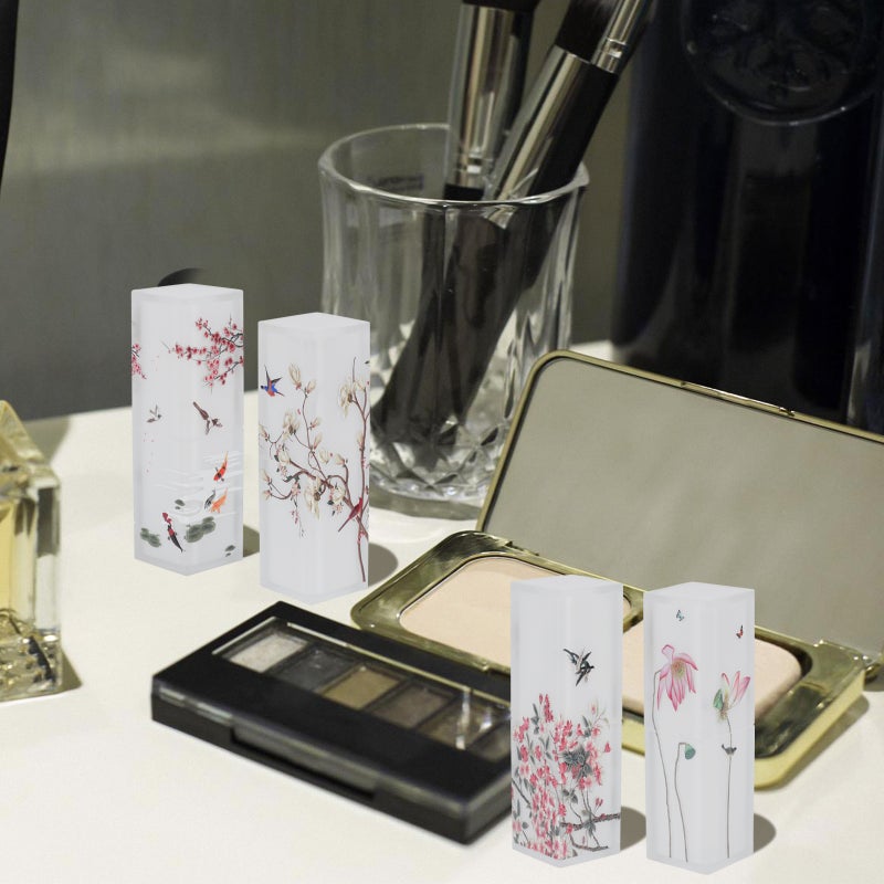 4pcs Chinese Style Lipstick Tubes Elegant Empty Lipstick Storage Containers - Image 4