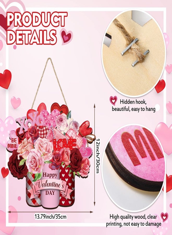لافتة خشبية معلقة من مارسوي مكتوب عليها "عيد حب سعيد"، زينة باب، قلوب حب خشبية، زينة عيد الحب، لوحة جدارية، زينة للطاولة، الغرفة، الداخل والخارج، النافذة، ديكور ريفي، ديكور شرفة منزل ريفي (زهرة) - Image 3