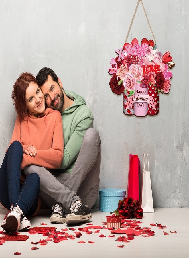 لافتة خشبية معلقة من مارسوي مكتوب عليها "عيد حب سعيد"، زينة باب، قلوب حب خشبية، زينة عيد الحب، لوحة جدارية، زينة للطاولة، الغرفة، الداخل والخارج، النافذة، ديكور ريفي، ديكور شرفة منزل ريفي (زهرة) - Image 4