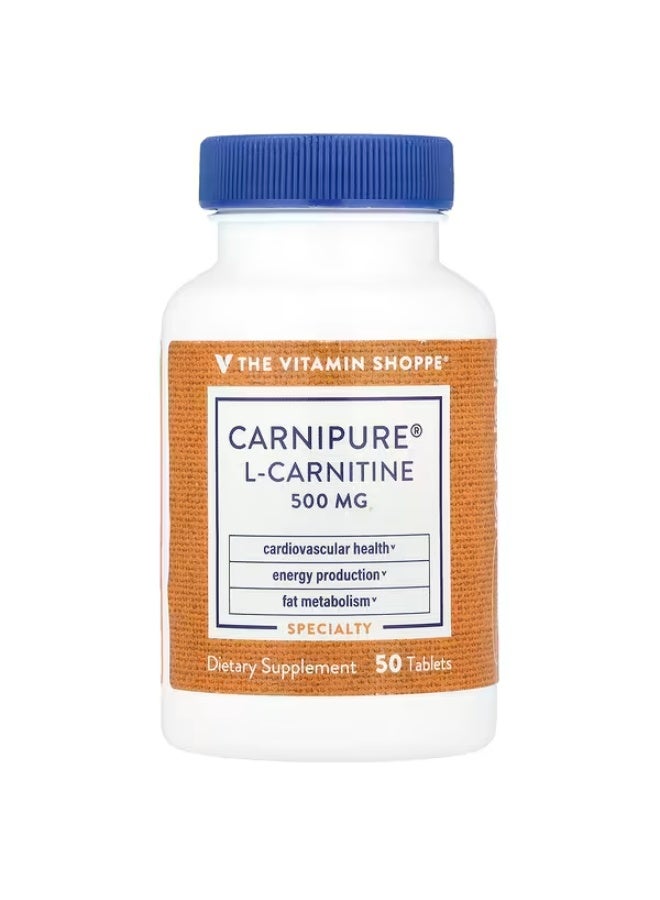 The Vitamin Shoppe, Carnipure® L-Carnitine, 500 mg, 50 Tablets