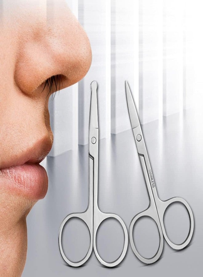 Doberyl Stainless Steel Small Scissors for Eyebrows & Eyelashes, for Beard Trimming & Moustache, Baby Nose & Facial Hair Scissors. (Combo of Curved & Round tip) - Image 3